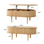 Lift Top Coffee Table Oval Fluted 100cm | HomeAndLiving