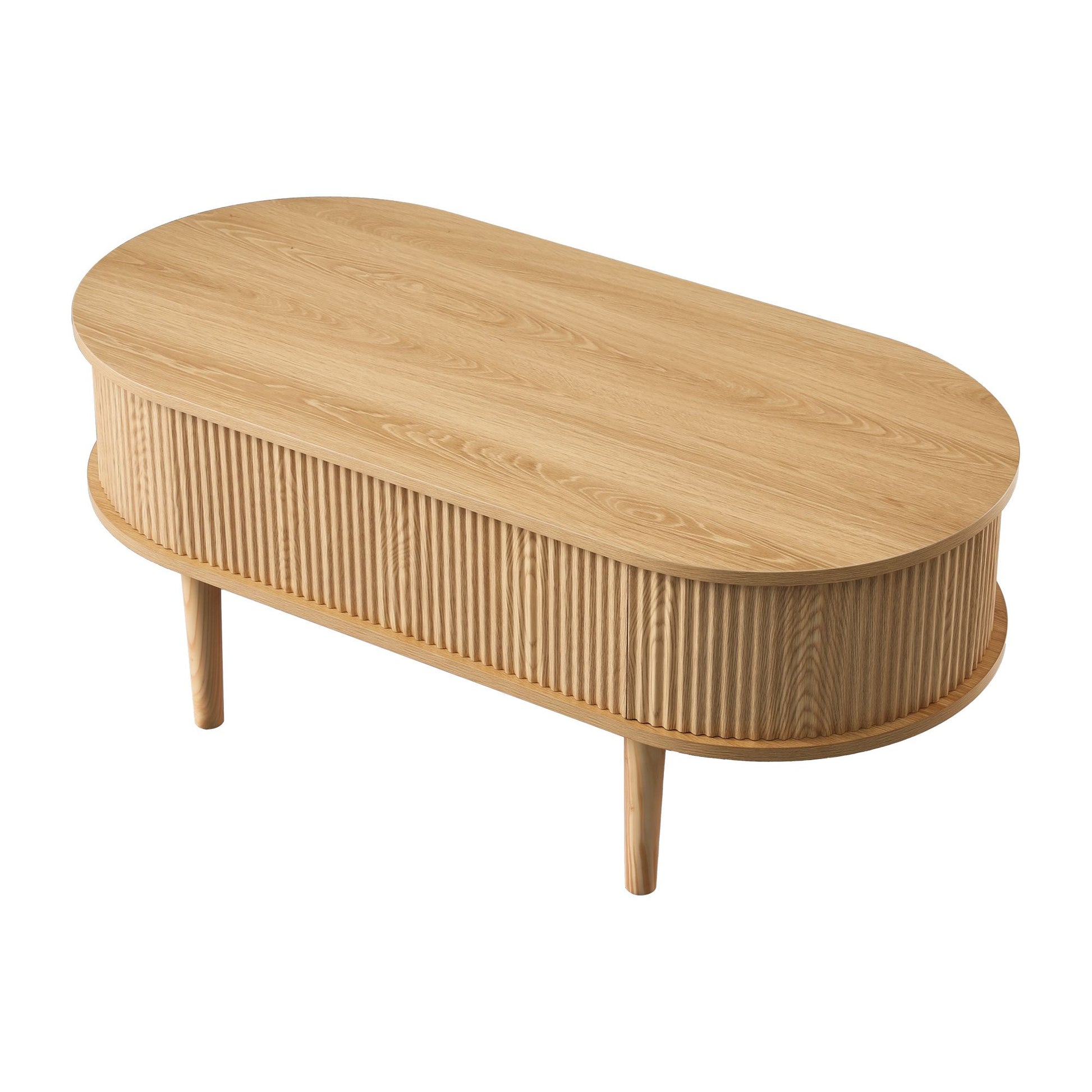 Lift Top Coffee Table Oval Fluted 100cm | HomeAndLiving - 4