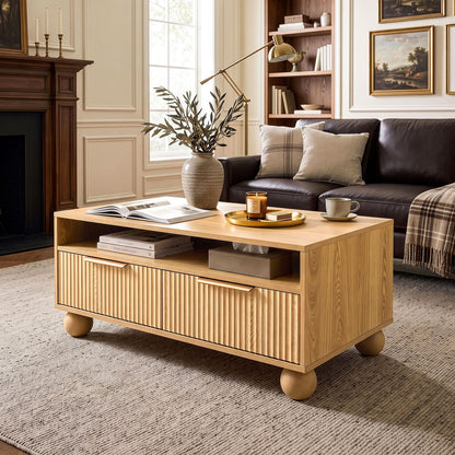 Coffee Table With Storage Drawers 90x45x45cm