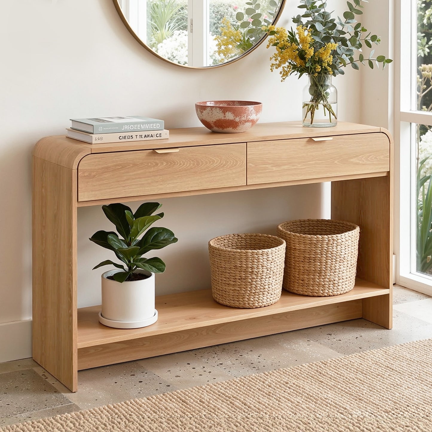 Pine Console Table 120cm Hallway Storage Drawers | HomeAndLiving