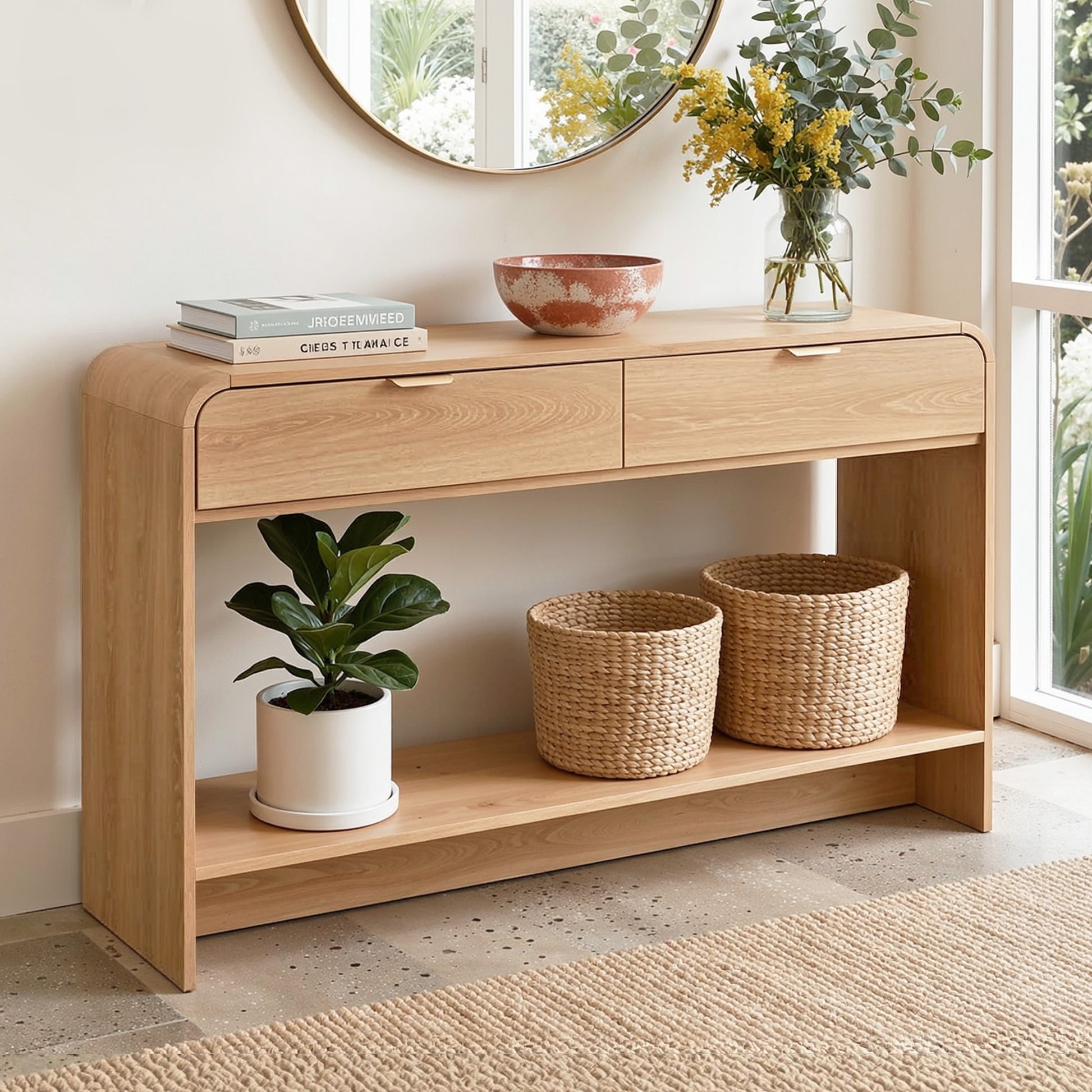 Pine Console Table 120cm Hallway Storage Drawers | HomeAndLiving