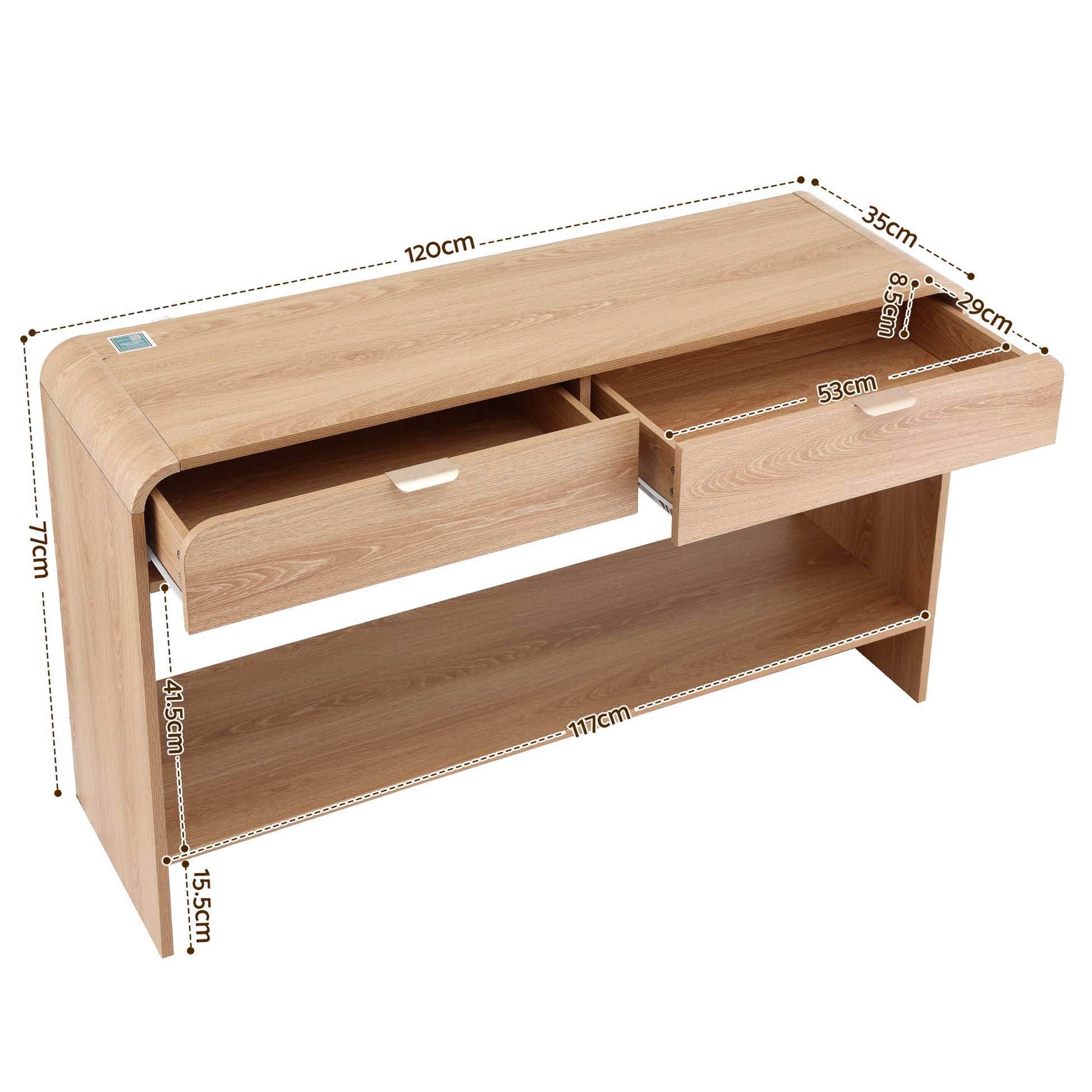 Pine Console Table 120cm Hallway Storage Drawers | HomeAndLiving
