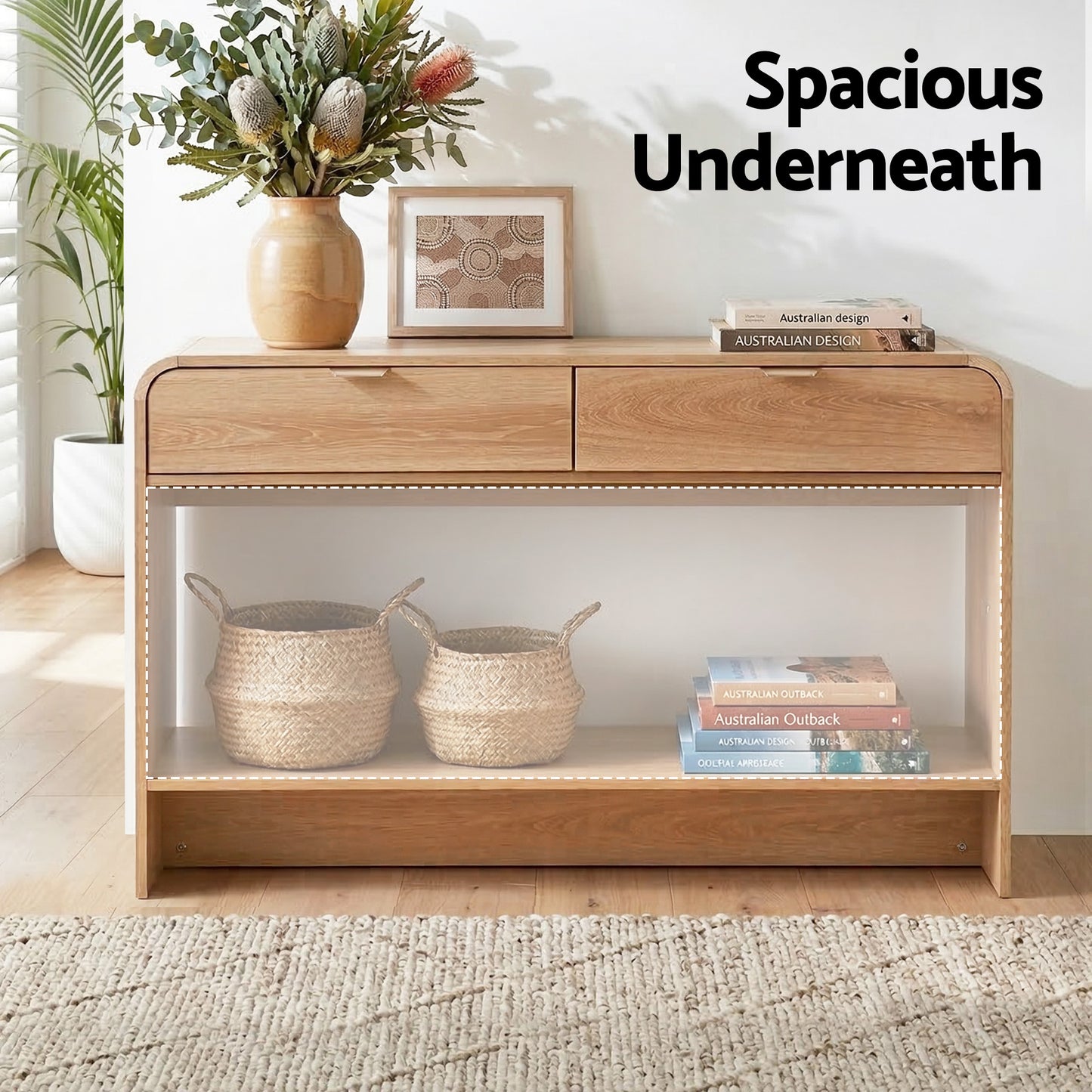 Pine Console Table 120cm Hallway Storage Drawers | HomeAndLiving