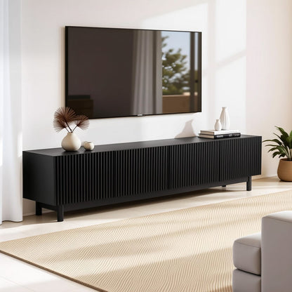 Black Tv Unit Storage Cabinet 180x40x45cm