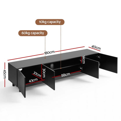 Black Tv Unit Storage Cabinet 180x40x45cm