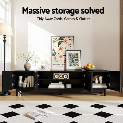 Black Tv Unit Storage Cabinet 180x40x45cm