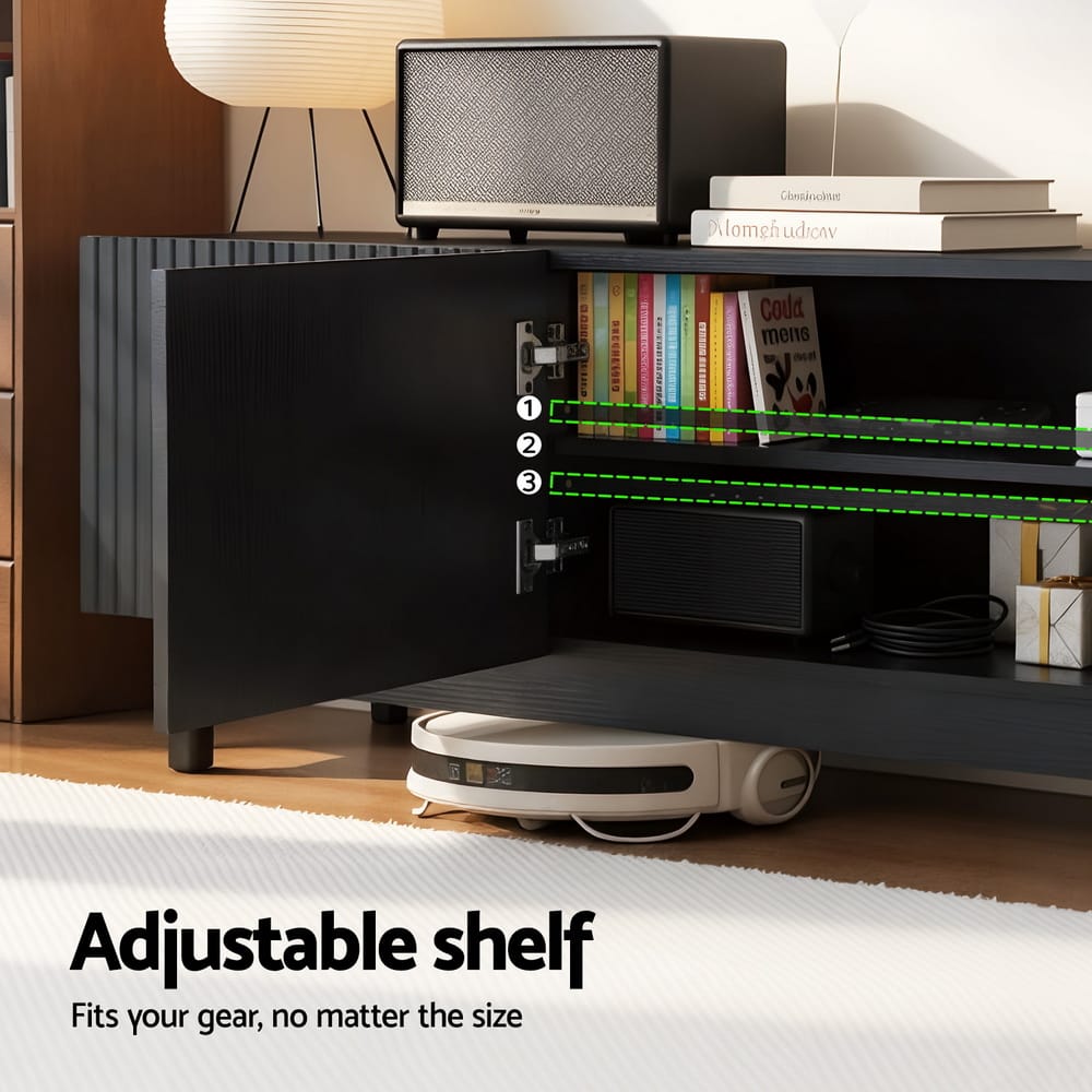 Black Tv Unit Storage Cabinet 180x40x45cm