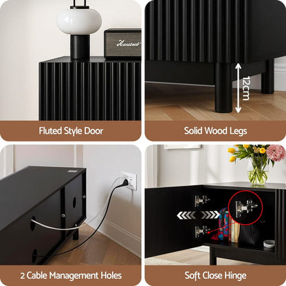 Black Tv Unit Storage Cabinet 180x40x45cm