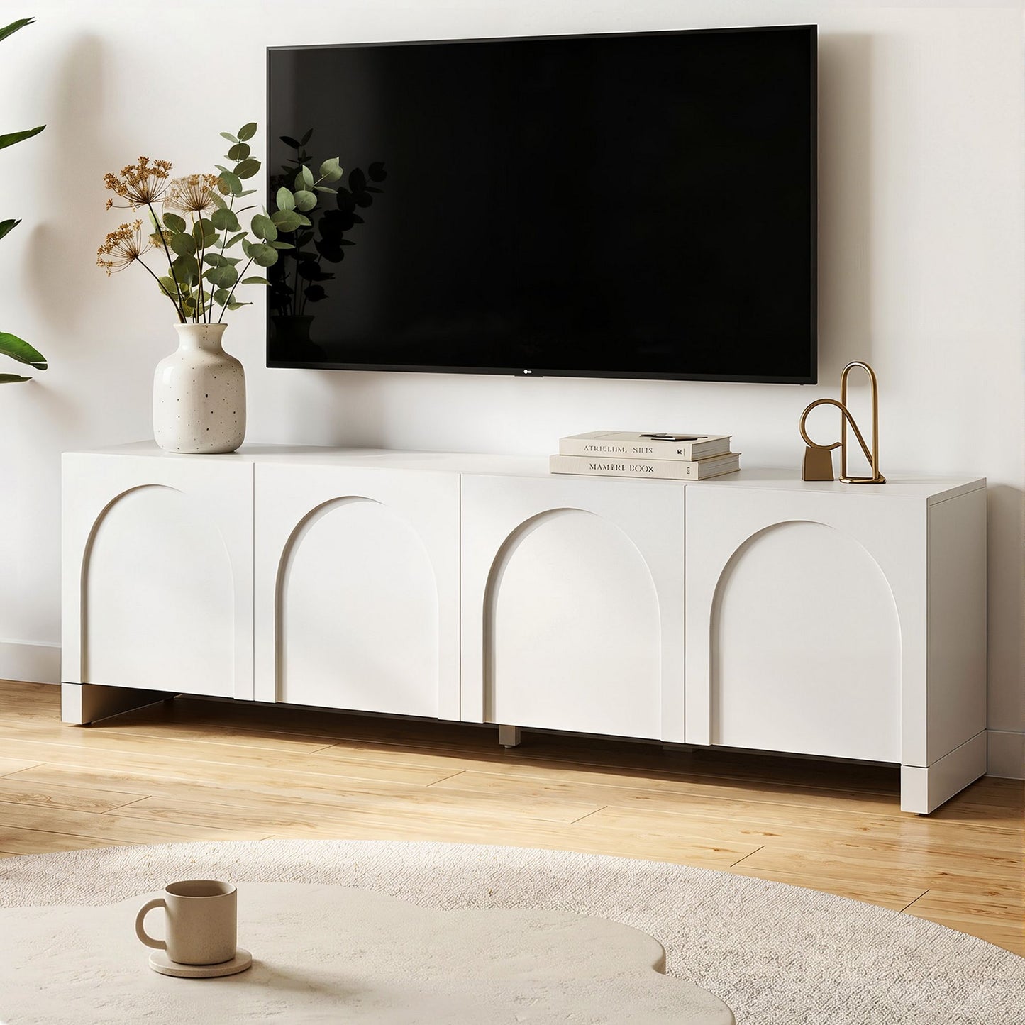 180cm TV Entertainment Unit White Cabinet | HomeAndLiving - 3