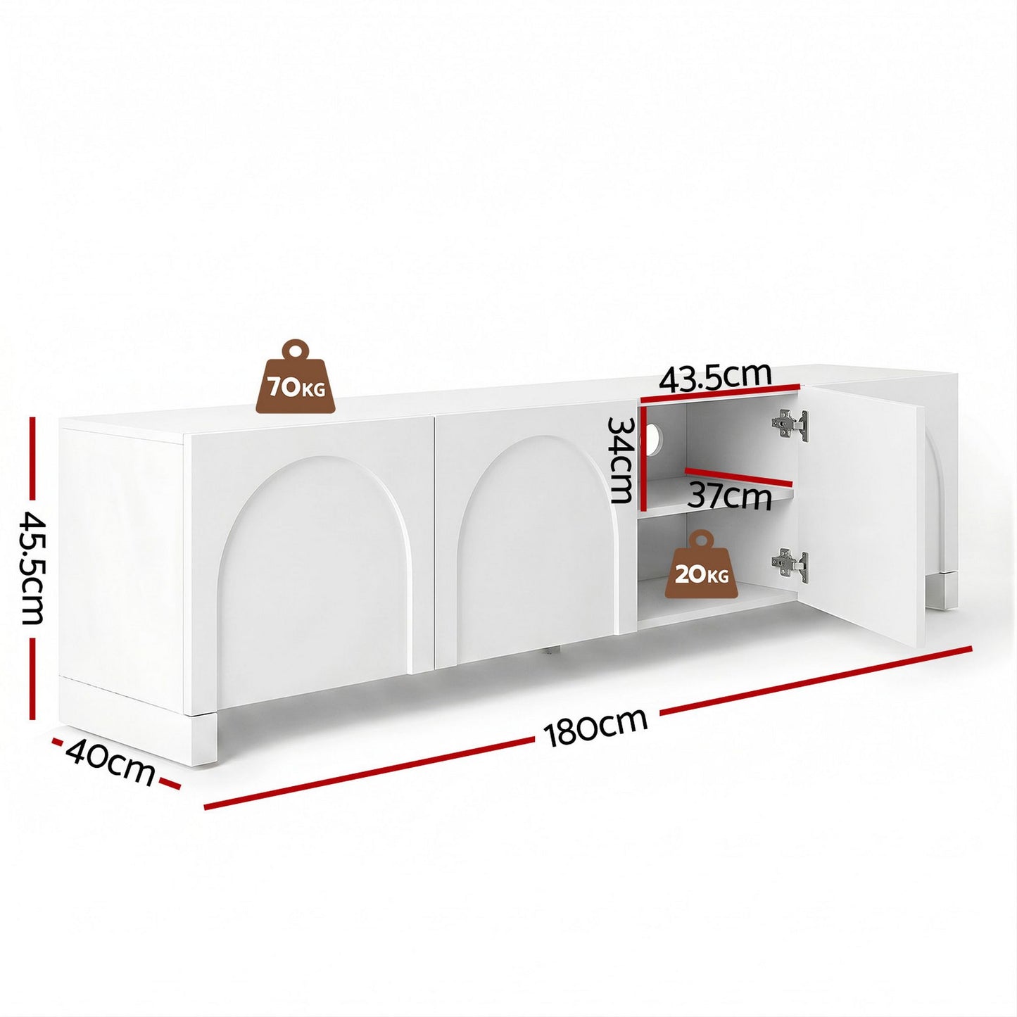 180cm TV Entertainment Unit White Cabinet | HomeAndLiving - 4