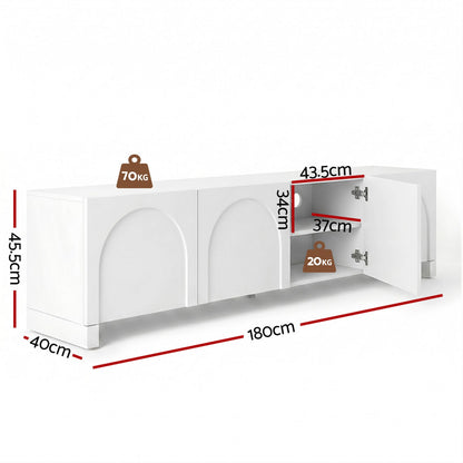 180cm TV Entertainment Unit White Cabinet | HomeAndLiving - 4