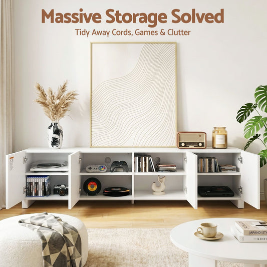 180cm TV Entertainment Unit White Cabinet | HomeAndLiving