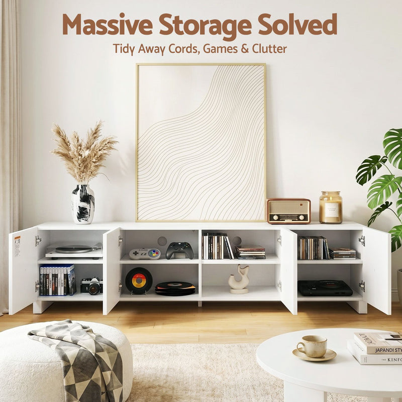 180cm TV Entertainment Unit White Cabinet | HomeAndLiving