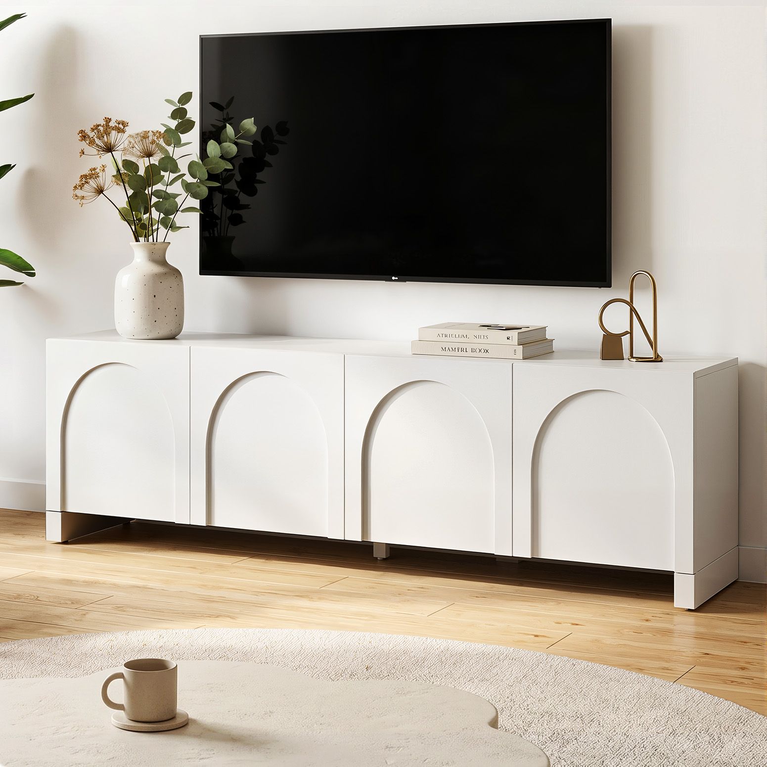 180cm TV Entertainment Unit White Cabinet | HomeAndLiving - 2