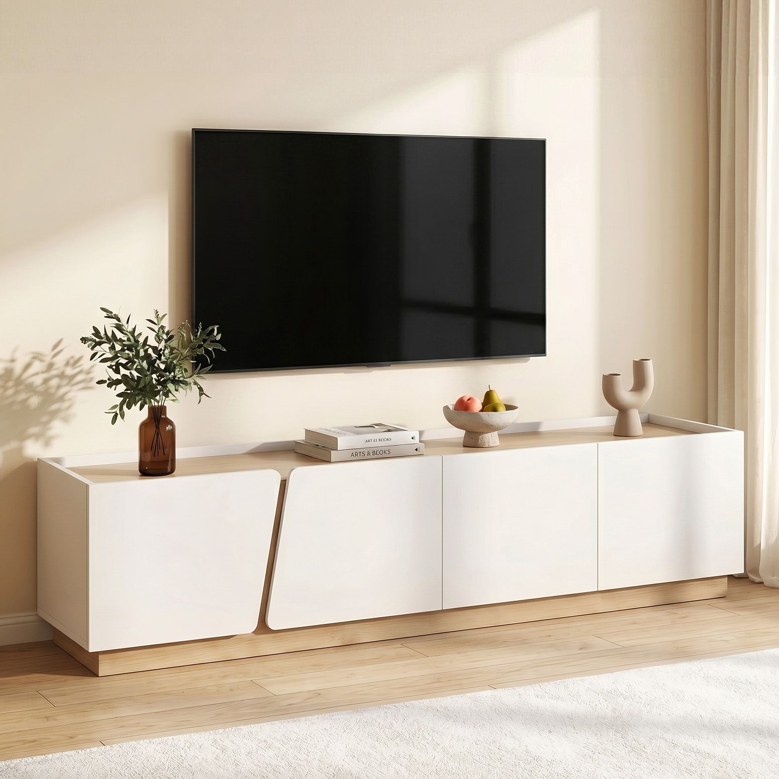 180cm TV Unit Cabinet White Pine | HomeAndLiving