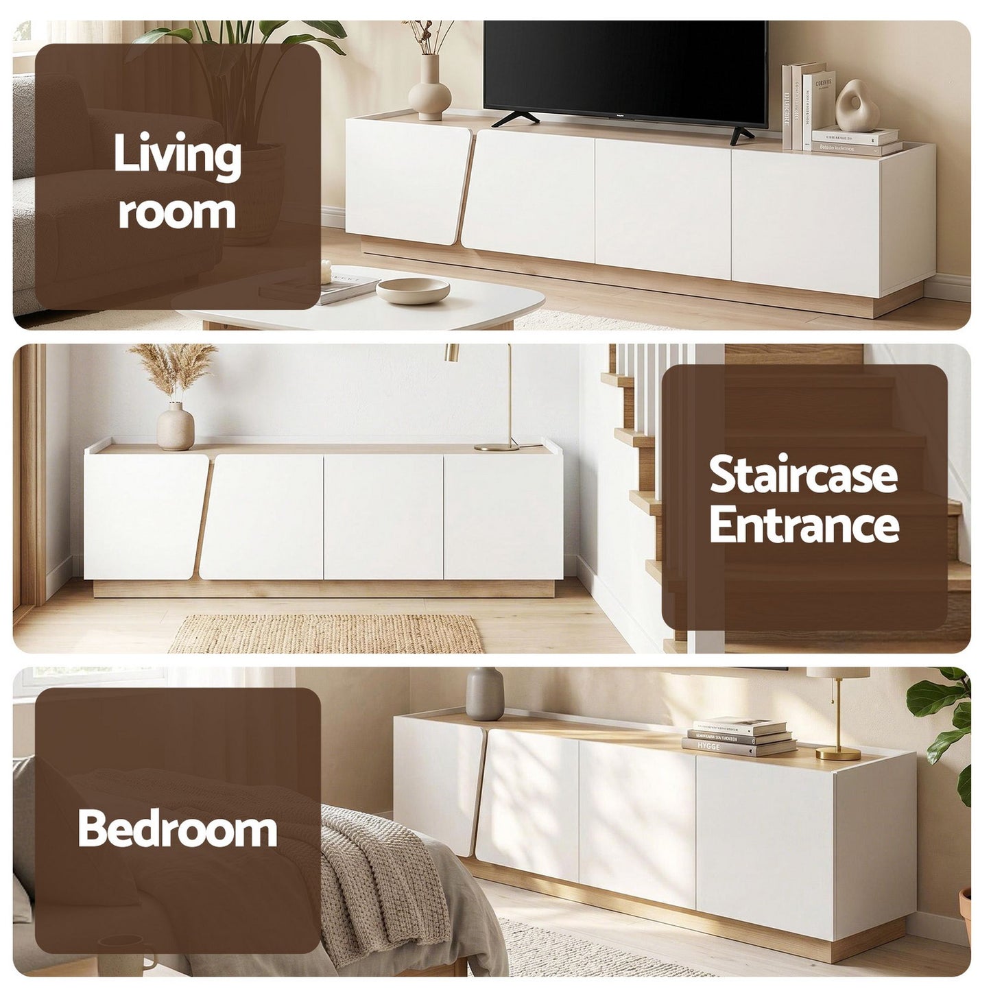 180cm TV Unit Cabinet White Pine | HomeAndLiving - 9