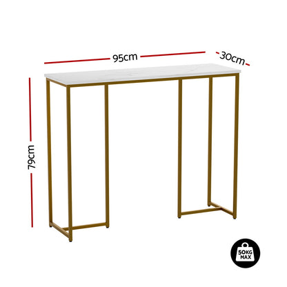 Console Table Marble Effect White&Gold