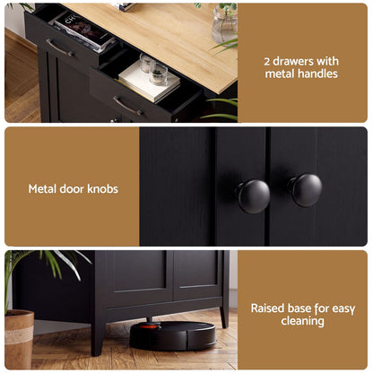Buffet Cabinet Black Storage 90x40x82cm