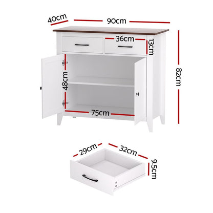Buffet Storage Cabinet White 90x40x82cm