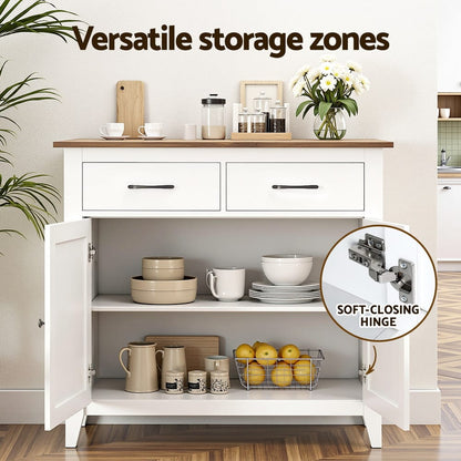 Buffet Storage Cabinet White 90x40x82cm