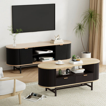 TV Unit Coffee Table Set Drawers Shelves | HomeAndLiving