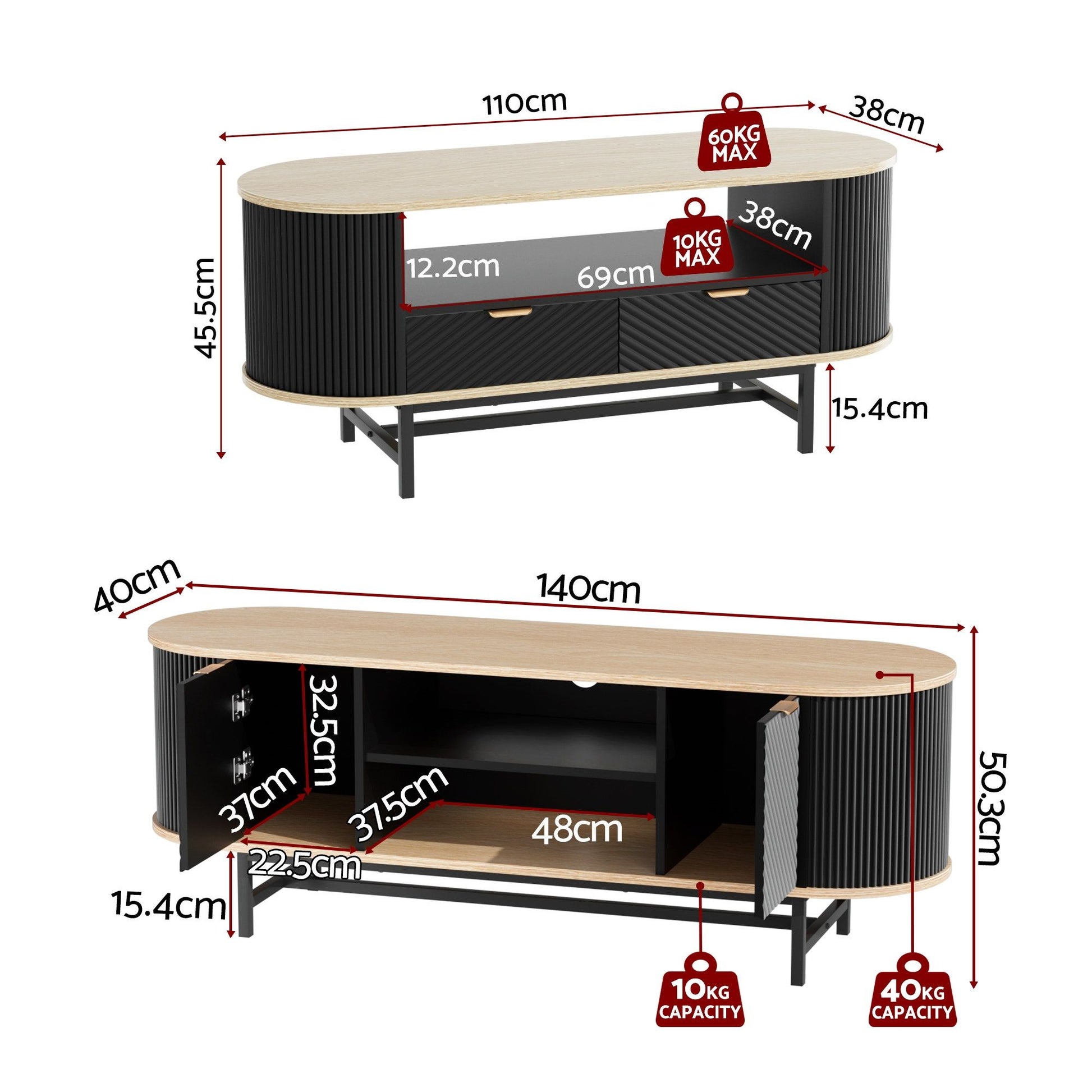 TV Unit Coffee Table Set Drawers Shelves | HomeAndLiving