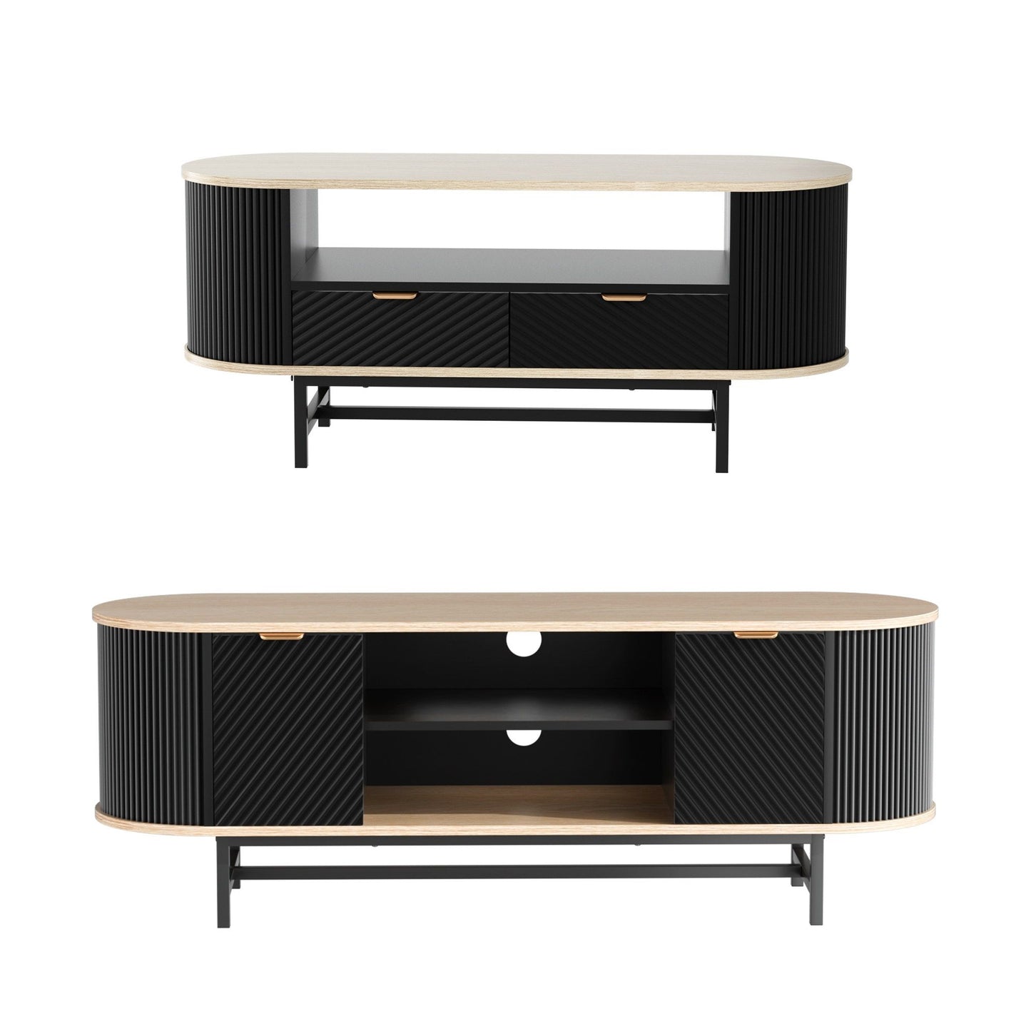 TV Unit Coffee Table Set Drawers Shelves | HomeAndLiving
