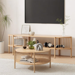 Pine TV Unit Coffee Table Set 148cm | Home & Living