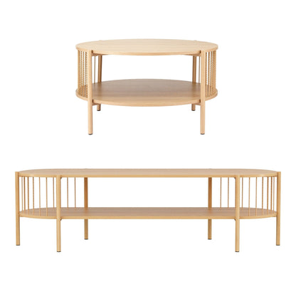 Pine TV Unit Coffee Table Set 148cm | Home & Living - 6