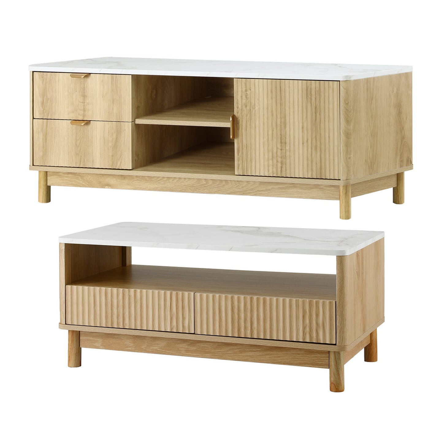 Tv Unit Coffee Table Set Pine 150x40x47cm