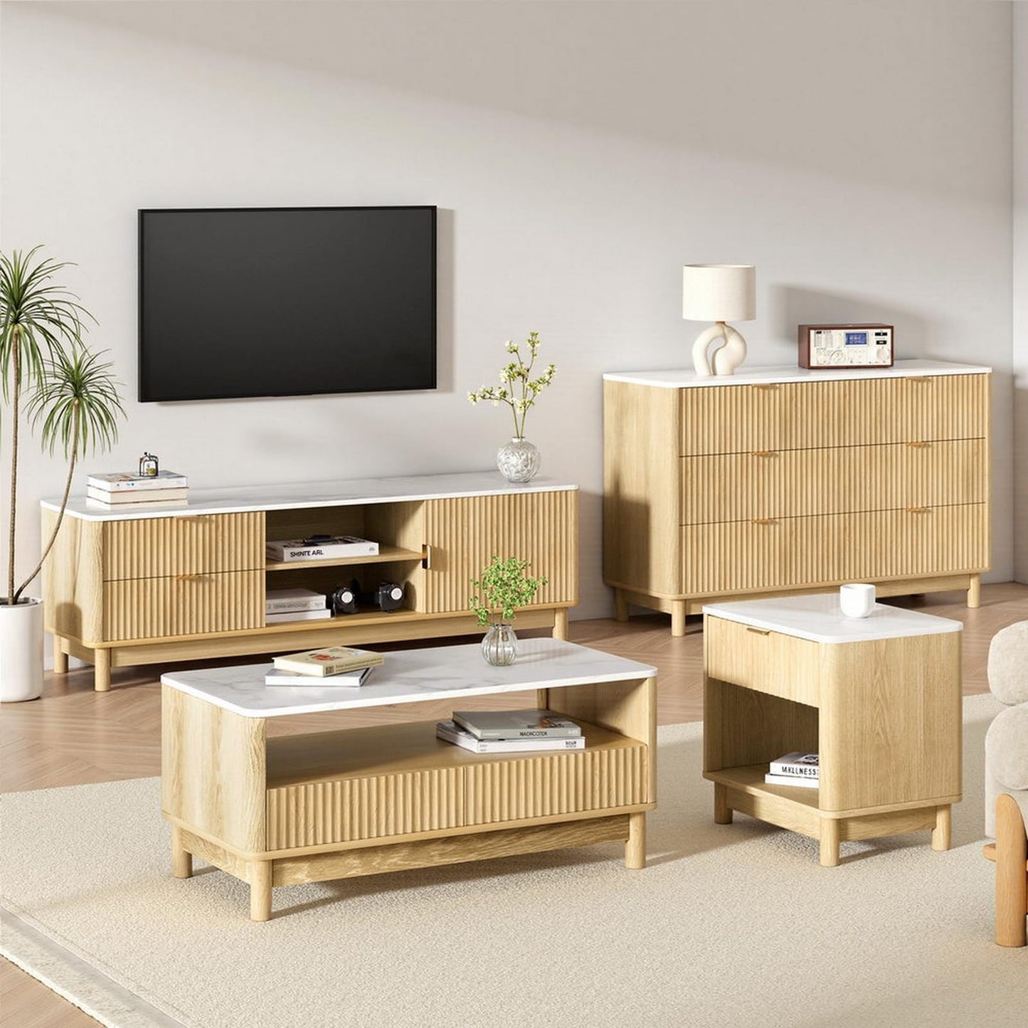 Tv Unit Coffee Table Set Pine 150x40x47cm