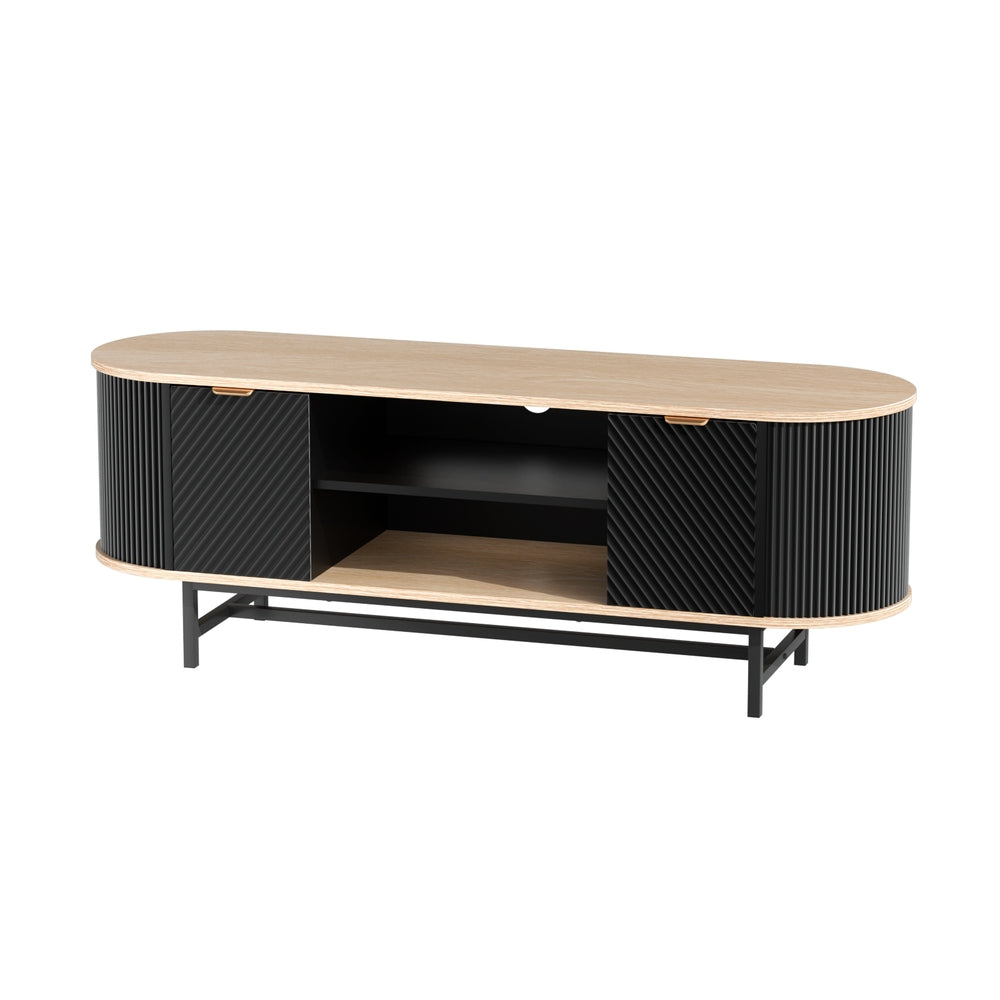 TV Unit Entertainment Unit Storage Cabinet Black Pine