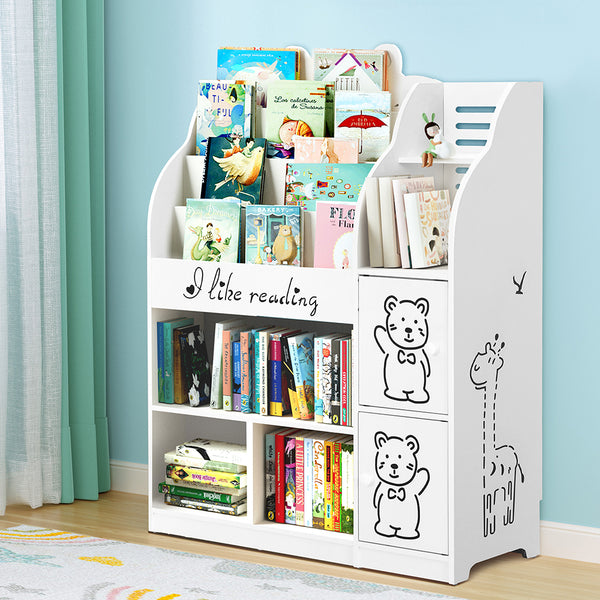  4 Tiers Kids Bookshelf Storage Children Bookcase Toy Organiser Display