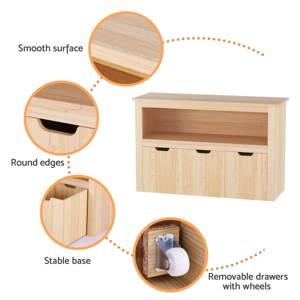 Kids Bookshelf Storage Unit 95.5x33x61cm