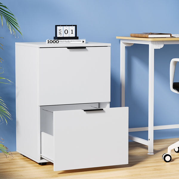  Filing Cabinet Files Storage Office Shelves File Organiser White 2 Drawer