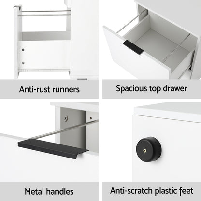 Filing Cabinet Files Storage Office Shelves File Organiser White 2 Drawer