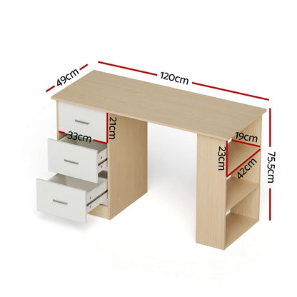 Computer Desk With Drawer Oak White 120x49x75.5cm
