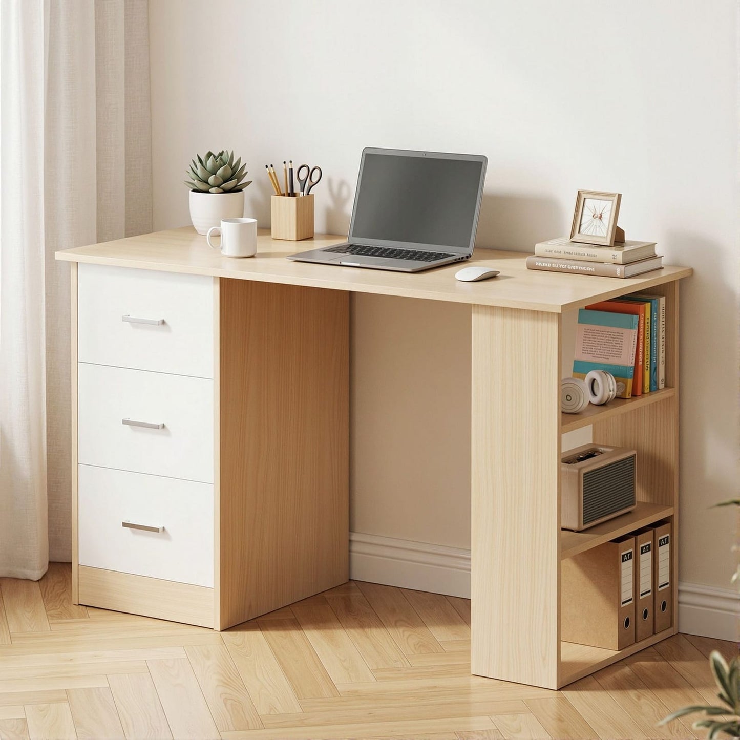 Computer Desk With Drawer Oak White 120x49x75.5cm