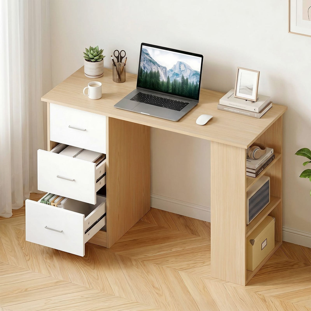 Computer Desk With Drawer Oak White 120x49x75.5cm