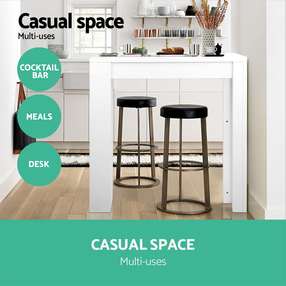 Bar Table 3-Tier Storage Shelves White