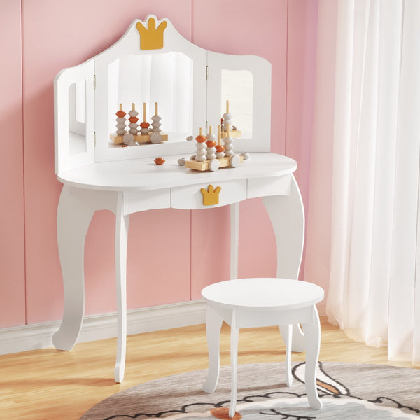  Chic Kids Vanity Table with Chair - White
