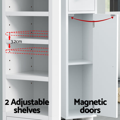 Slim Tall Bathroom Storage Cabinet - 180CM Linen Tower