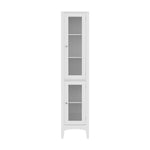 Tall Slim Bathroom Storage Cabinet with Glass Door - 160CM White