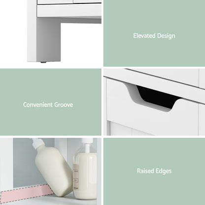 White Bathroom Storage Cabinet - 89CM Floor Organizer