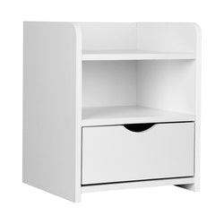 Bedside Table 1 Drawer With Shelf - Fara White