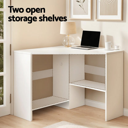 Corner Computer Desk Shelves CPU Stand L-shape Home Office Workstation Desks