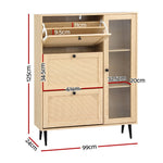 Shoe Rack Cabinet 3 Flip-out Drawers Pine