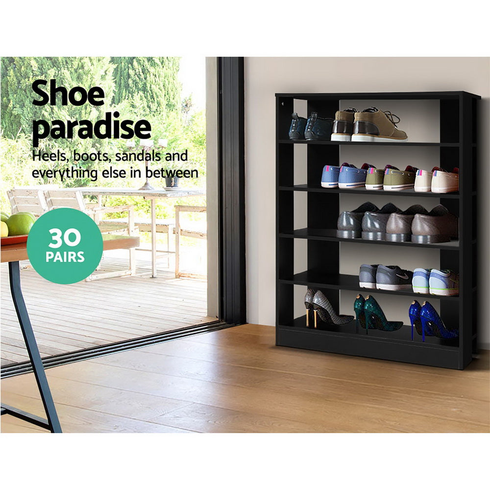 Shoe Rack Cabinet 30 Pairs 6-Tier Shelf Black