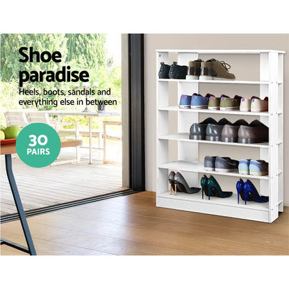 Shoe Rack Cabinet 30 Pairs 6-Tier Shelf White