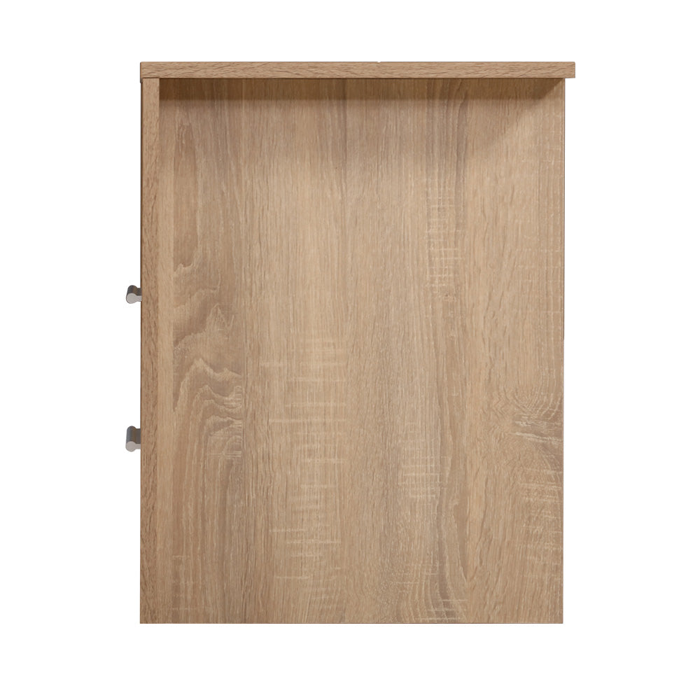 Bedside Table 2 Drawers With Shelf - Tara Oak